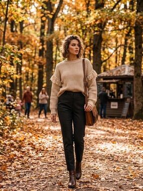 Heartloom Cream Knit Fringe Shoulder Sweater - Size M